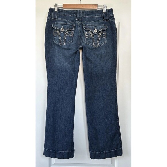 Cabelas Casuals Womens Jeans Size 12 Wide Leg Stretch 34x31 Denim Flap Pockets - Picture 3 of 10